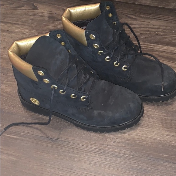 Timberland Shoes - Black and Gold Timberlands